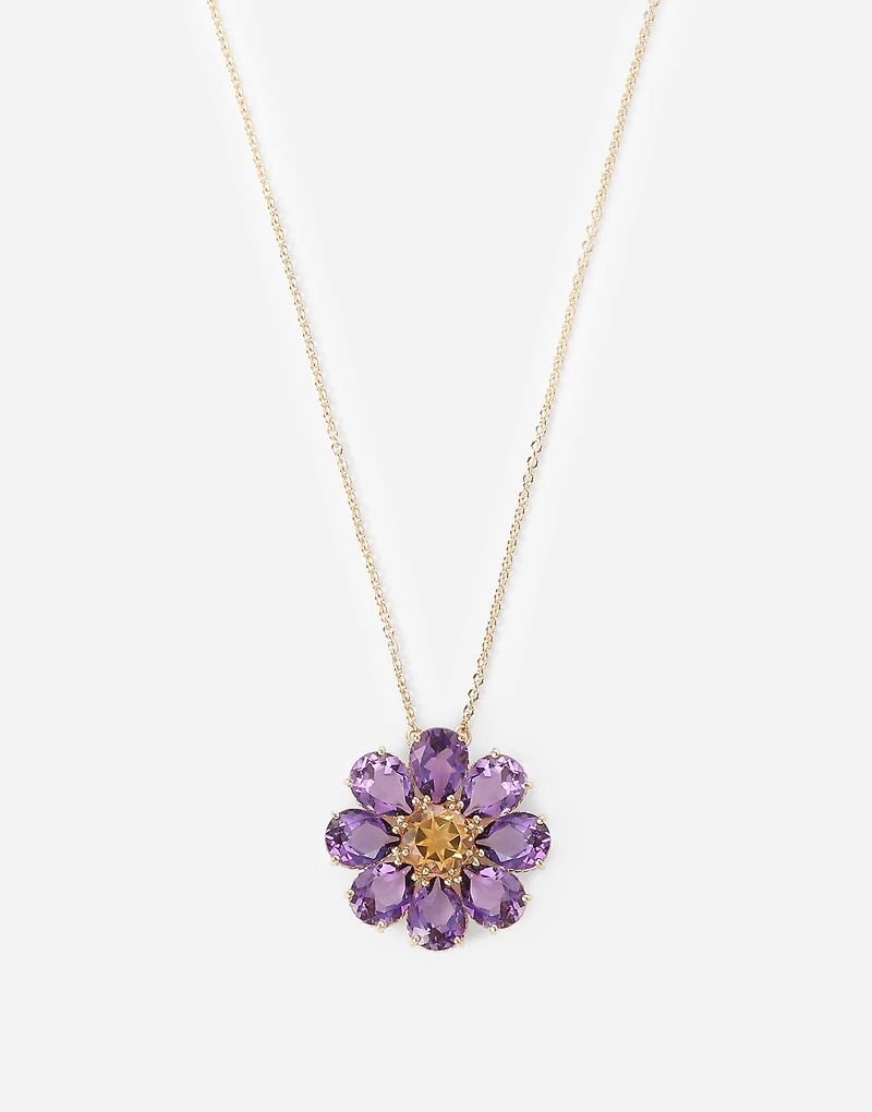 Spring Necklace 18-carat yellow gold and amethysts