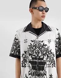 Majolica-print poplin hawaii shirt