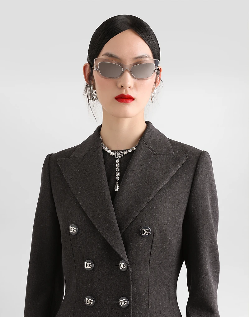 Double-breasted wool coat with DG-branded buttons