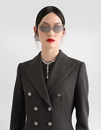 Double-breasted wool coat with DG-branded buttons