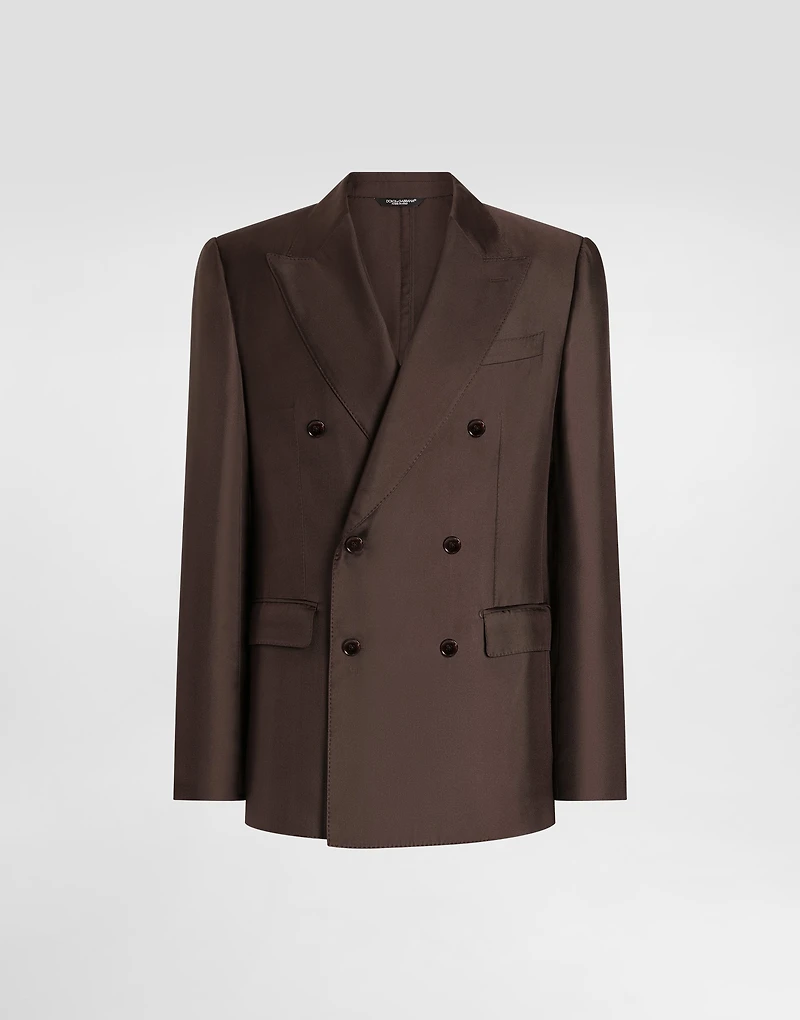 Sicilia light double-breasted silk twill jacket