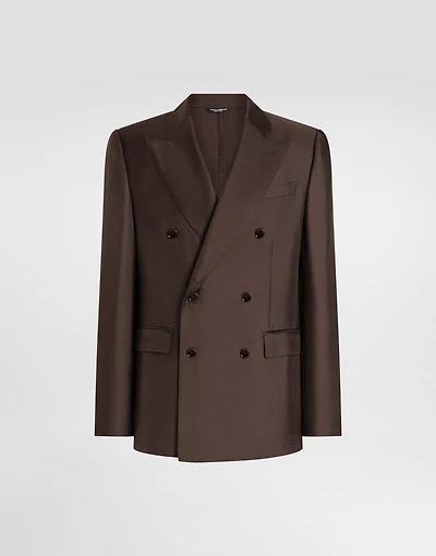 Sicilia light double-breasted silk twill jacket