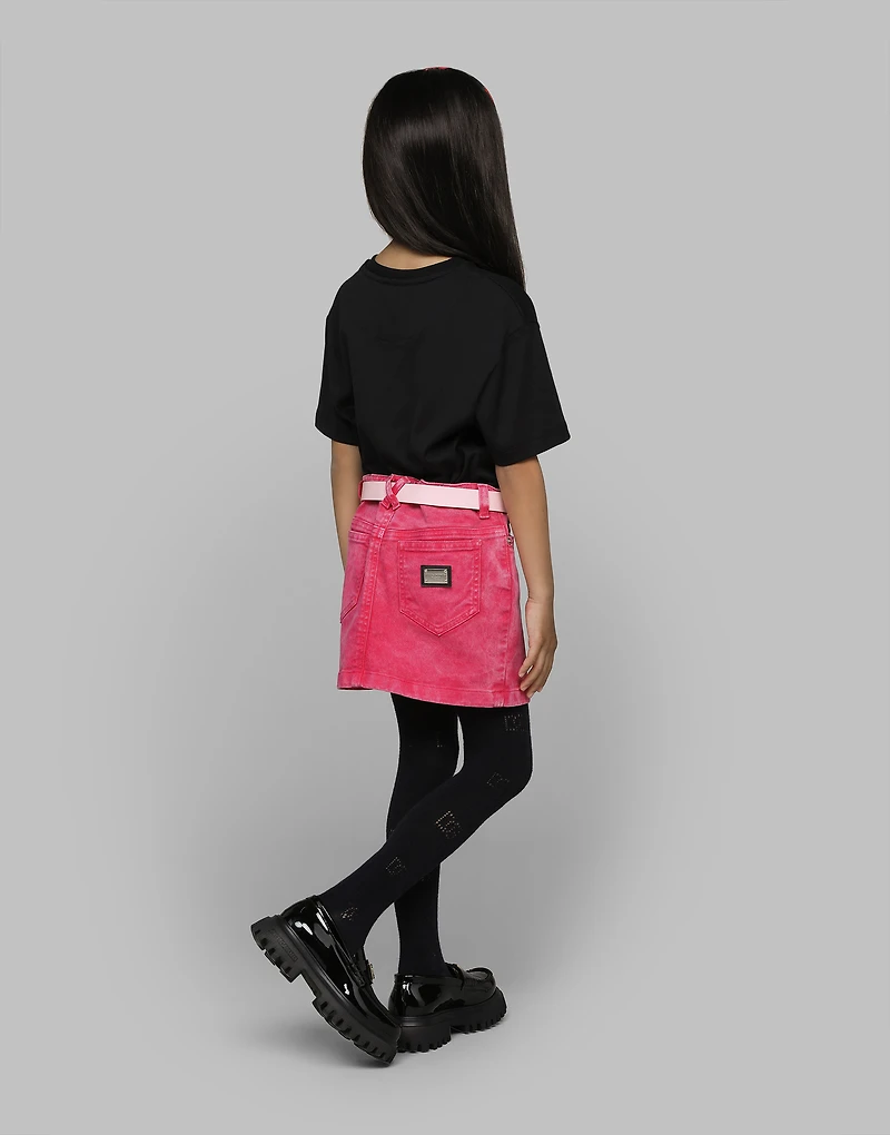 Jersey T-shirt with Dolce&Gabbana logo and rose