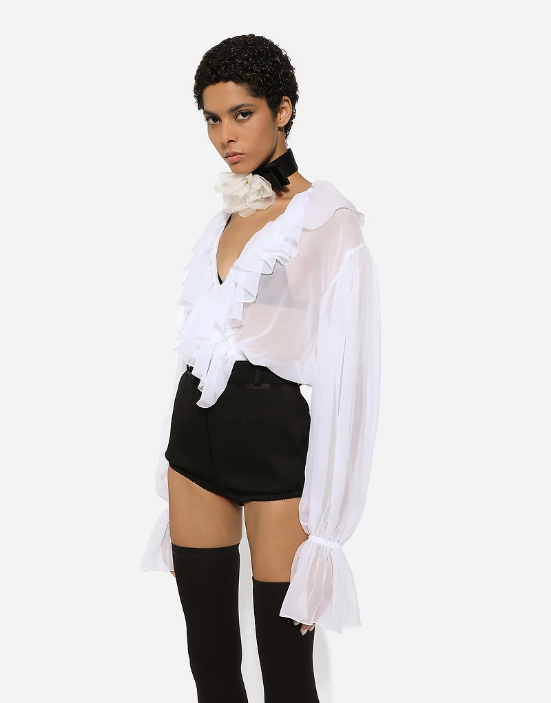 Chiffon blouse with ruffles