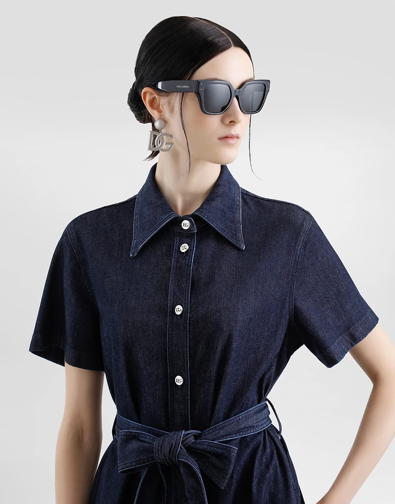 Silk denim shirt dress