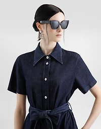 Silk denim shirt dress
