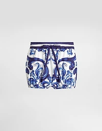 Majolica-print poplin shorts