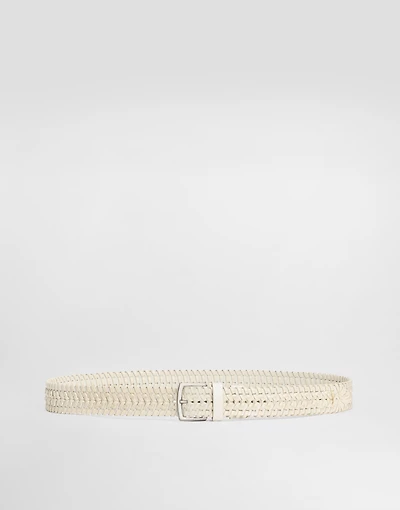 Woven leather belt