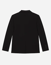 Single-breasted woolen jacket with duchesse inserts