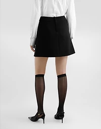 A-line wool crepe miniskirt