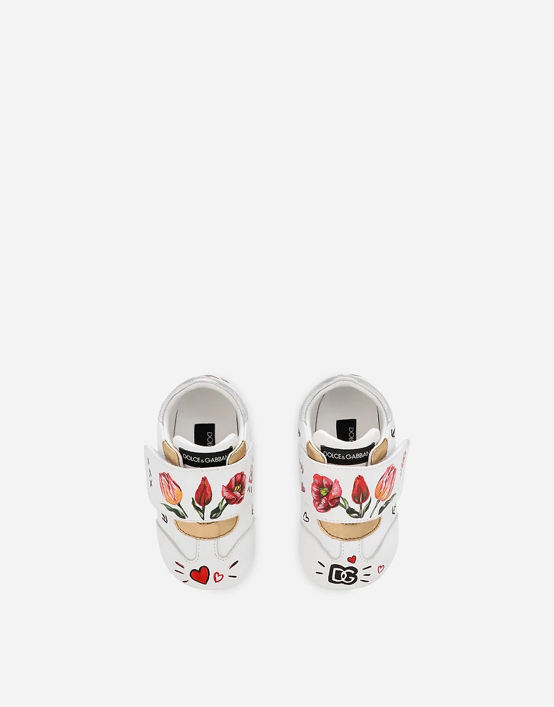 Printed lambskin low-top sneakers