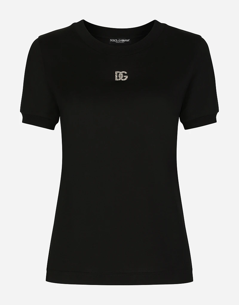 Jersey T-shirt with crystal DG embellishment