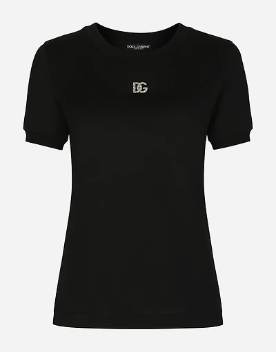 Jersey T-shirt with crystal DG embellishment