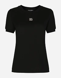 Jersey T-shirt with crystal DG embellishment