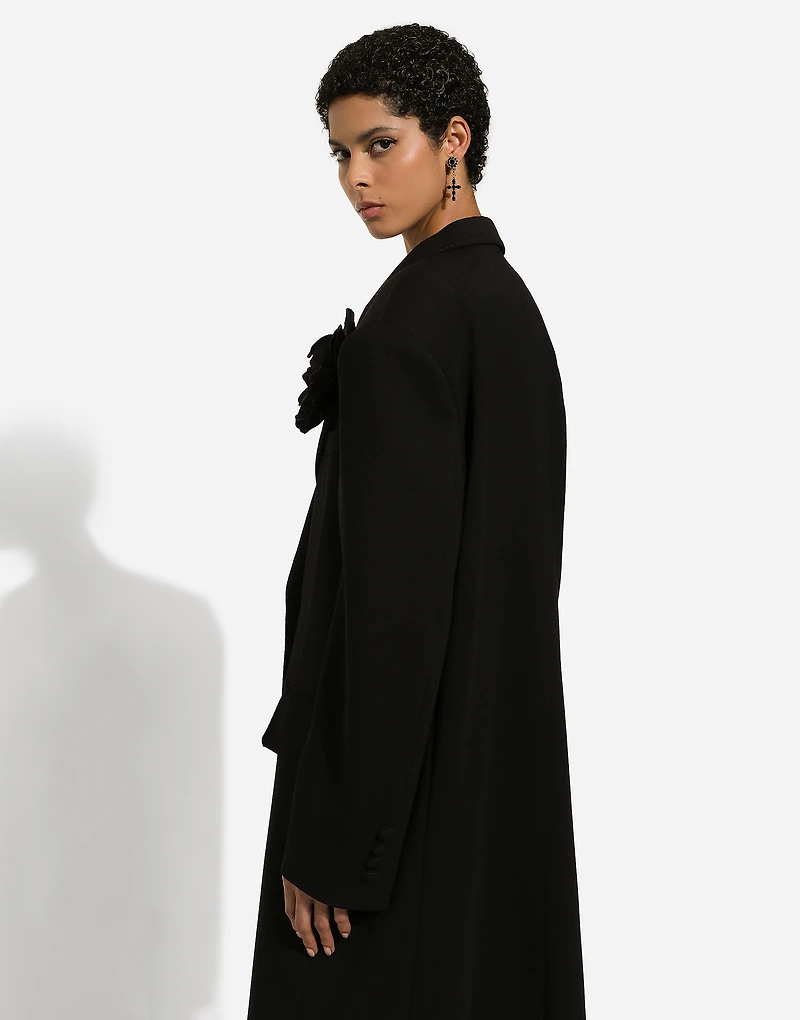 Oversize double-breasted coat wool crepe