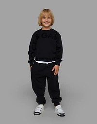 Round-neck jersey sweatshirt with flocked print