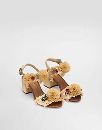 Embroidered sandal with fringes