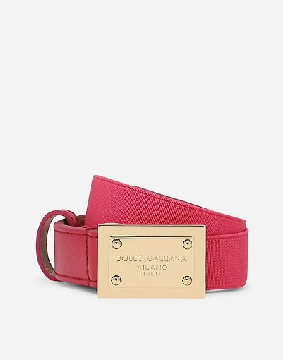 Stretch belt with logo tag