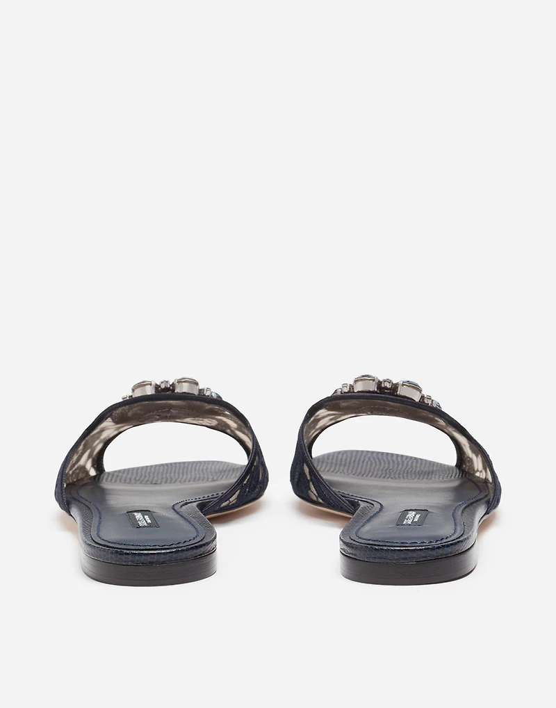 Lace slippers with crystals