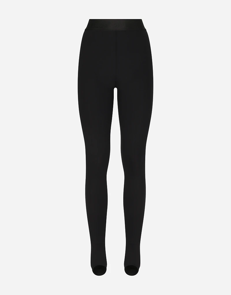 Technical jersey leggings with branded elastic