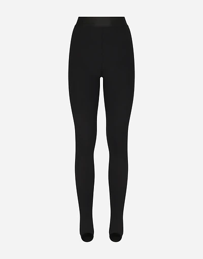 Technical jersey leggings with branded elastic