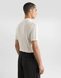 Short-sleeved cotton openwork shirt