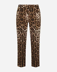 Leopard-print drill pants