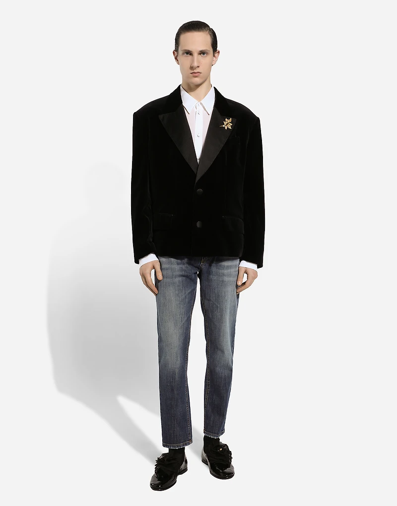 Oversize single-breasted velvet jacket