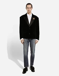 Oversize single-breasted velvet jacket