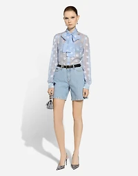 Dévoré silk shirt with DG logo