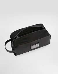 Grainy calfskin and nylon toiletry bag