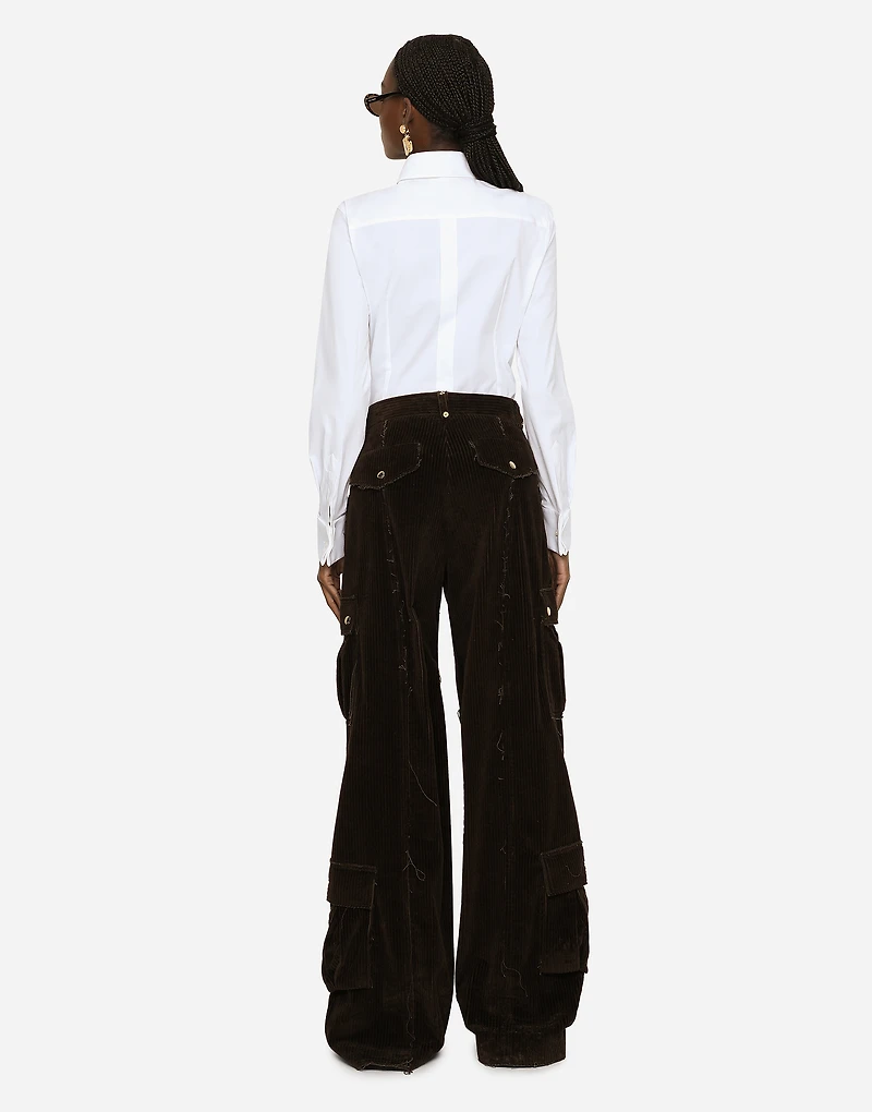 Stretch poplin tuxedo shirt