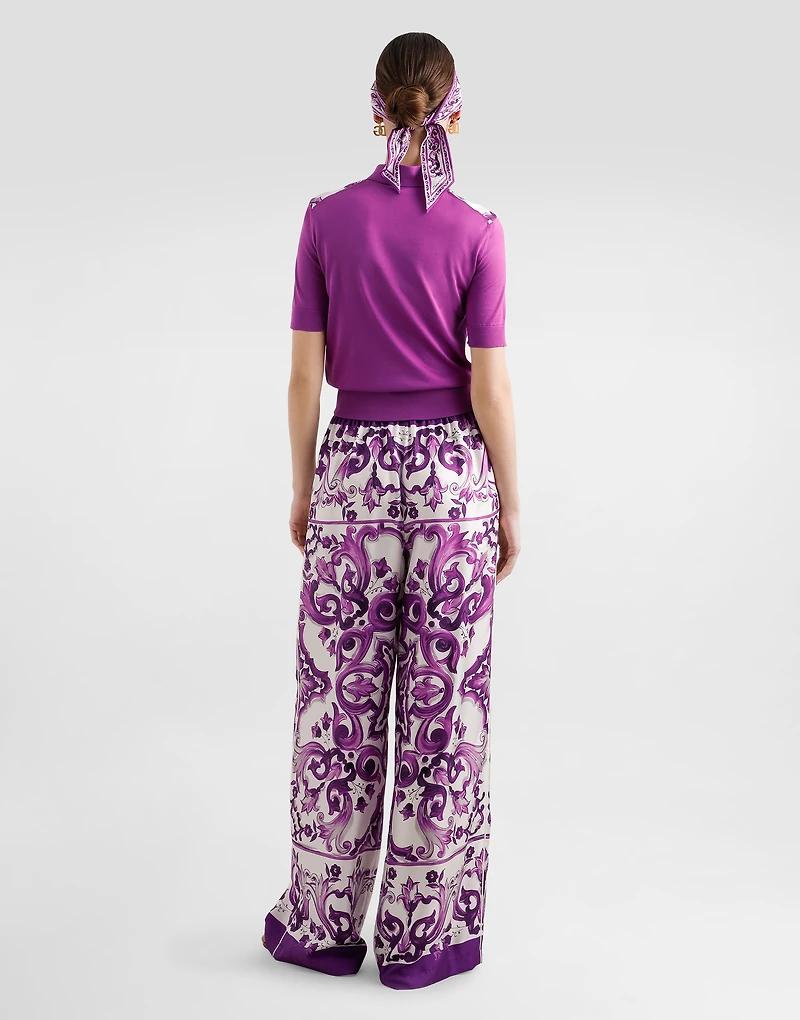 Majolica-print silk polo
