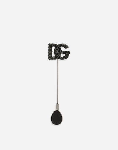 Rhinestone-detailed DG logo brooch