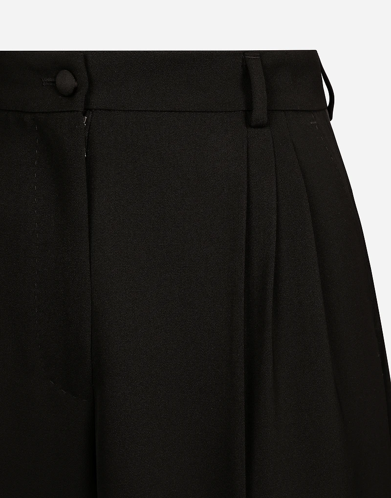 Wool gabardine tuxedo Bermuda shorts