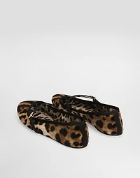 Printed velvet ballet flats
