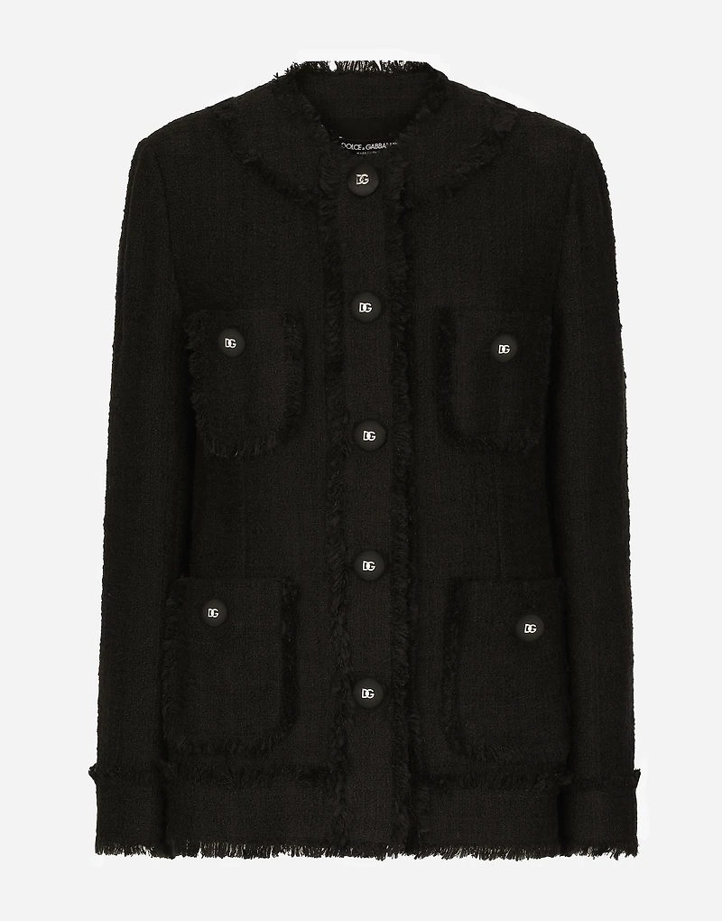 Single-breasted tweed jacket