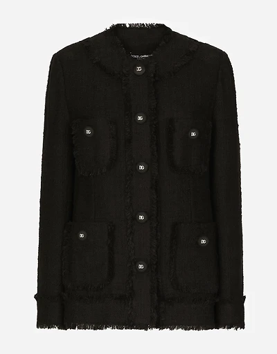 Single-breasted tweed jacket