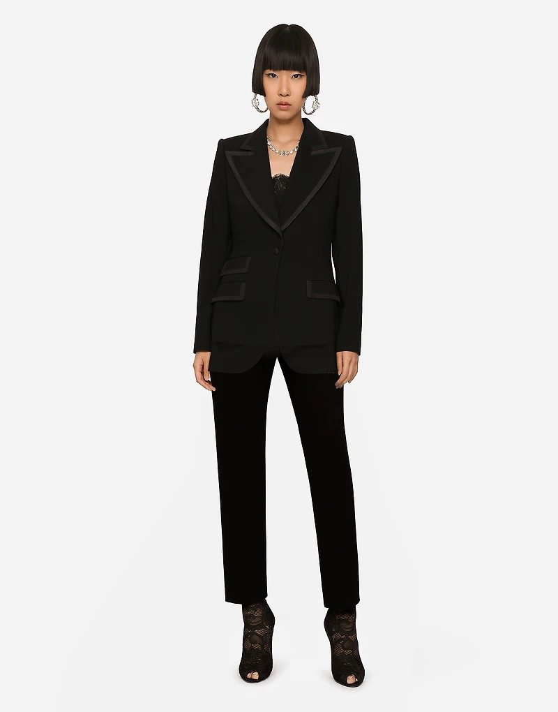 Single-breasted twill Turlington tuxedo jacket