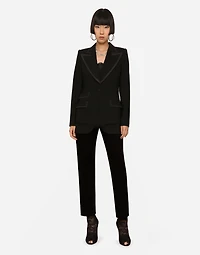 Single-breasted twill Turlington tuxedo jacket