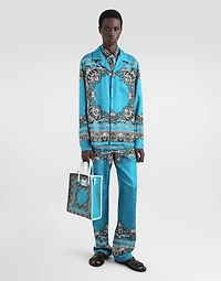 Silk pajama pants with bandanna print