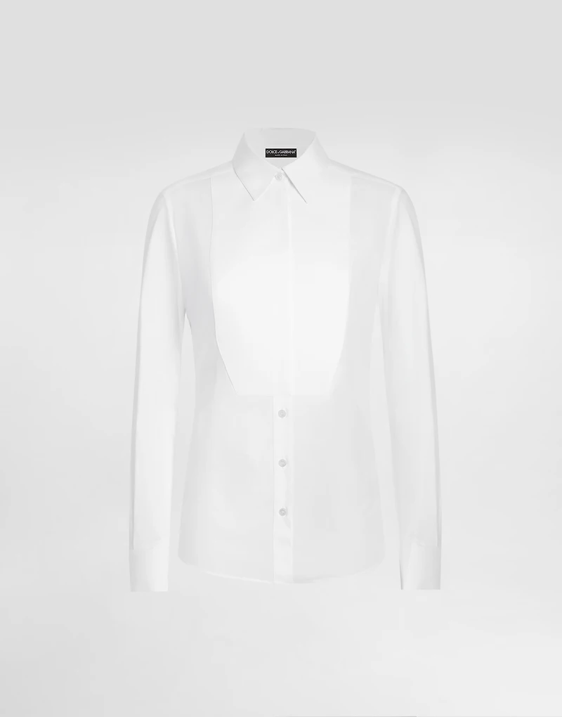 Stretch poplin tuxedo shirt