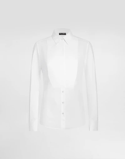 Stretch poplin tuxedo shirt