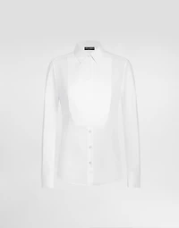 Stretch poplin tuxedo shirt