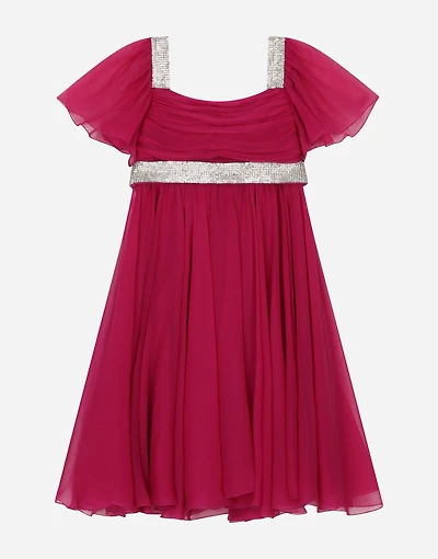 Short-sleeved chiffon dress