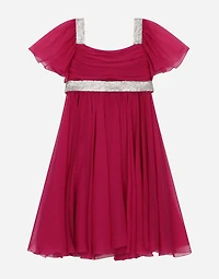 Short-sleeved chiffon dress