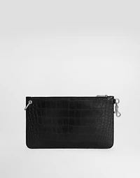 Crocodile-print calfskin toiletry bag
