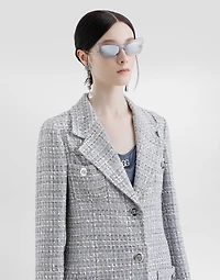 Single-breasted lamé tweed bouclé coat