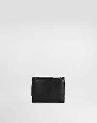 Calfskin French flap wallet with raised logo