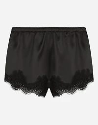 Satin lingerie shorts with lace detailing